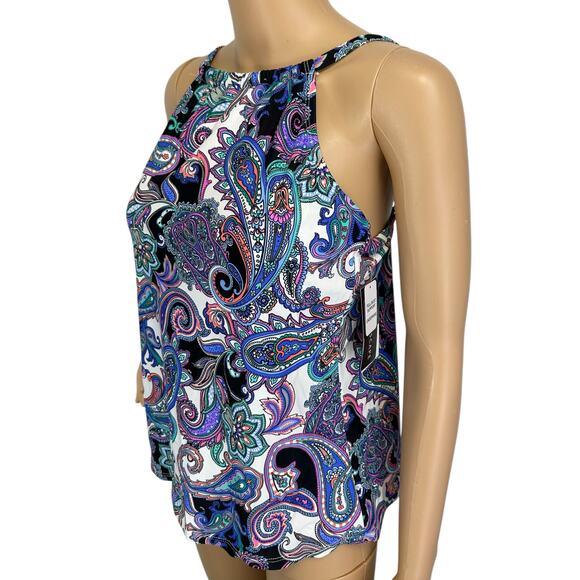 2/$15 NWT Island Escape Paisley Cali Underwire Swim Tankini Top Size 6 - Picture 4 of 10